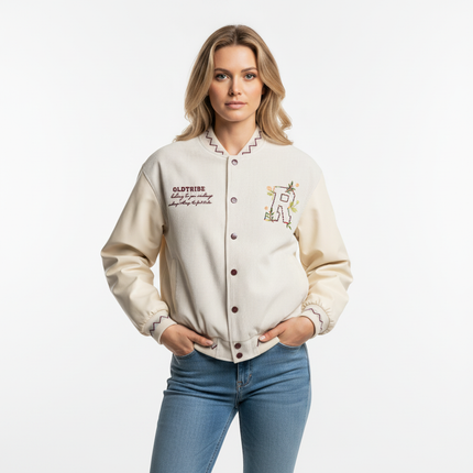 Stand Collar Jacket – Loose Fit