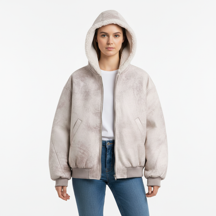 Crack Pattern Leather Jacket – Loose Fit