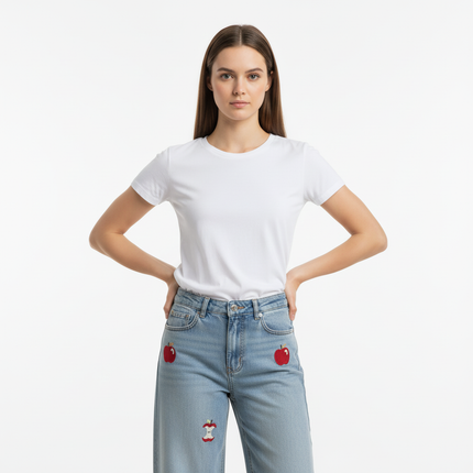 Washed Straight Cropped Jeans