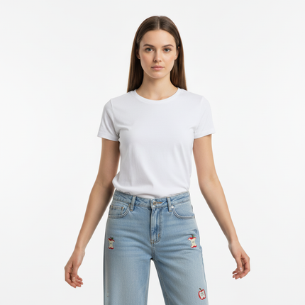 Washed Straight Cropped Jeans