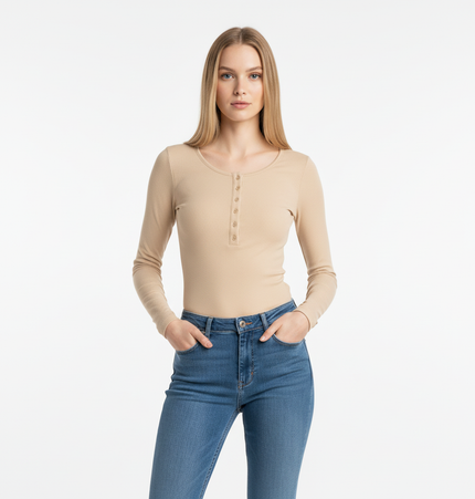 VNeck Long Sleeve Top - Slim Fit