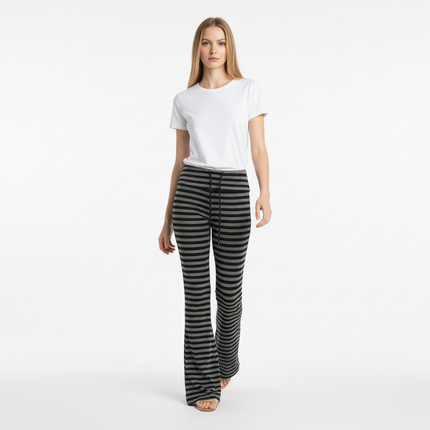 Micro Flare High Waisted Striped Pants