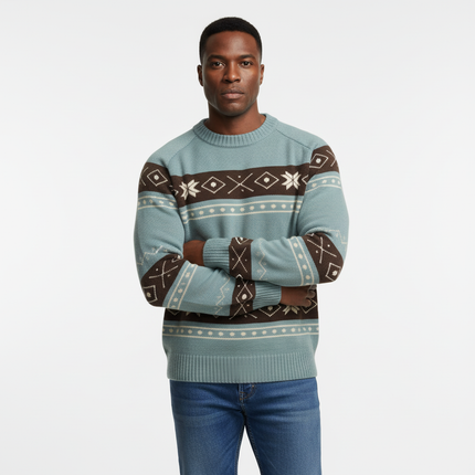Color-Block Fair Isle Sweater - Loose Fit