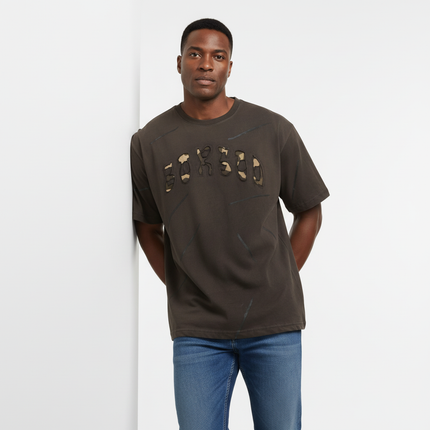 Washed Patchwork Letter TShirt – Loose Fit