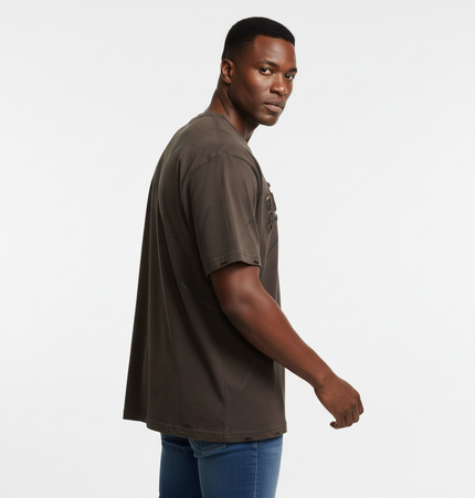 Washed Patchwork Letter TShirt – Loose Fit