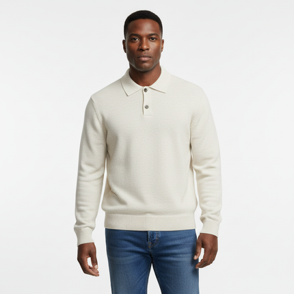 Notch Lapel Knit Sweater - Loose Fit