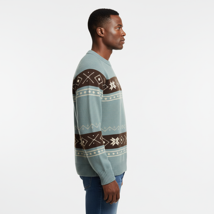 Color-Block Fair Isle Sweater - Loose Fit