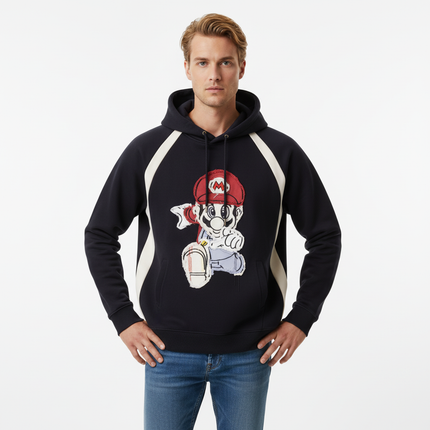 Retro Cartoon Patchwork Hoodie – Loose Fit