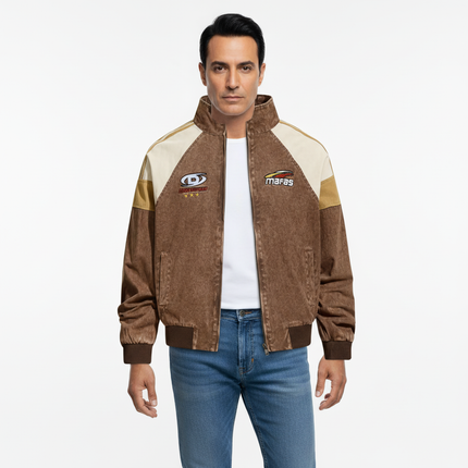 Distressed Letter Jacket –  Loose Fit