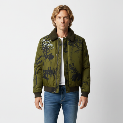 Retro Floral Padded Jacket – Loose Fit