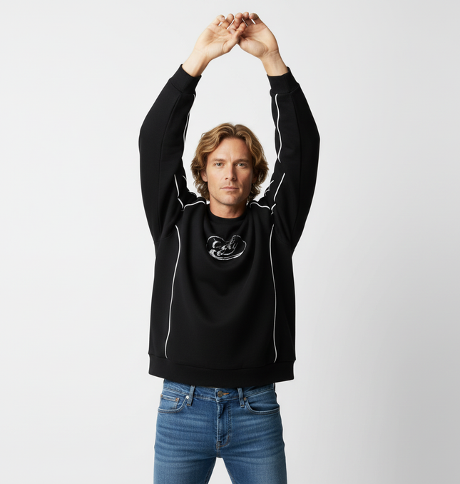 Embroidered Distressed Sweatshirt