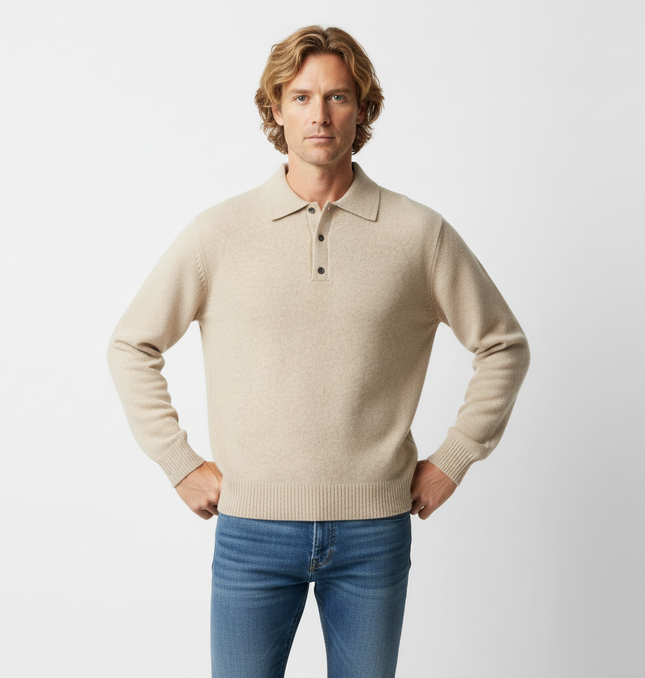 Loose Buttoned Turn Down Collar Sweater