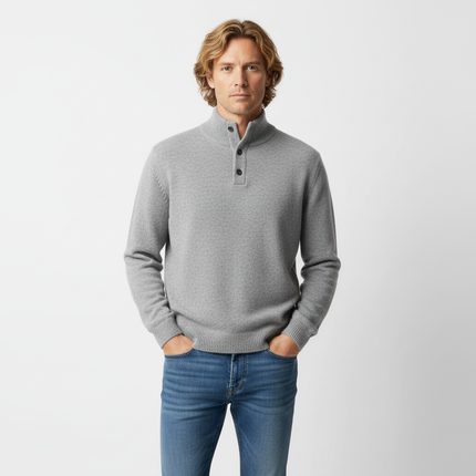 Stand Collar Pullover Sweater - Loose Fit