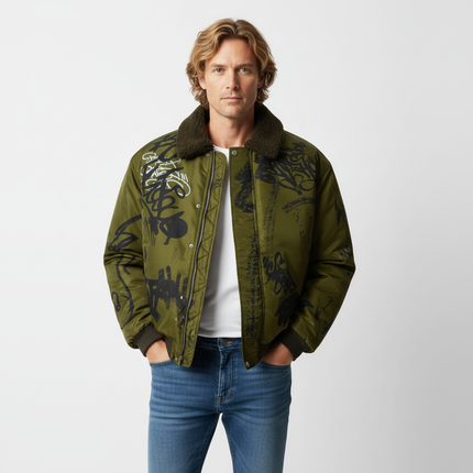 Retro Floral Padded Jacket – Loose Fit