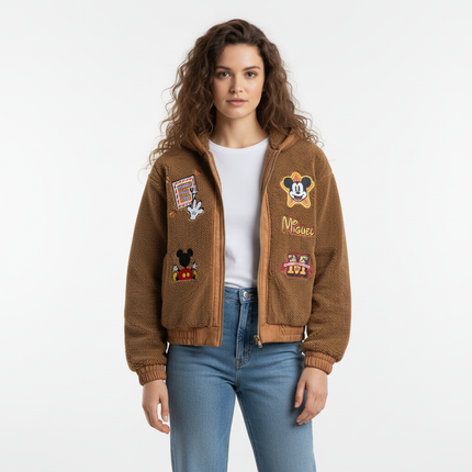 Cartoon Embroidery Shearling Jacket