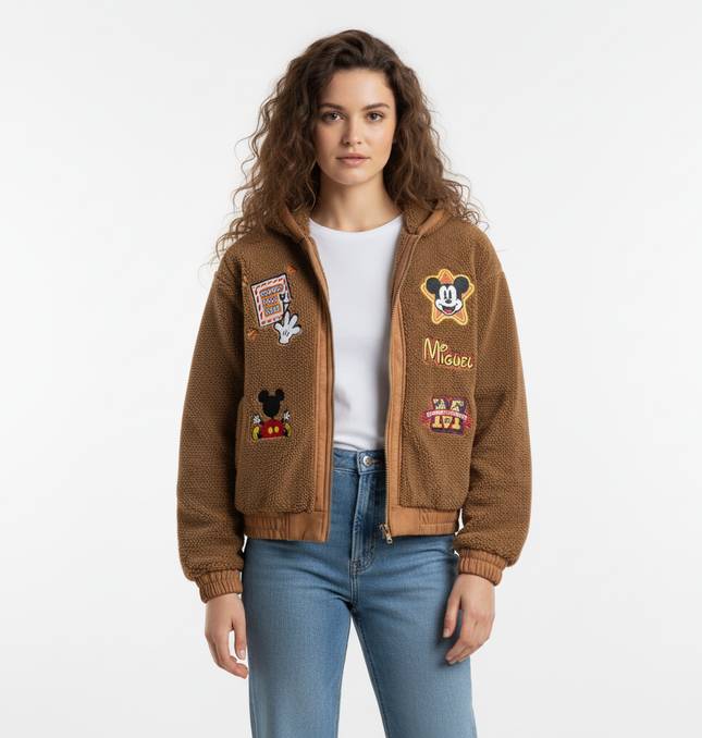Cartoon Embroidery Shearling Jacket