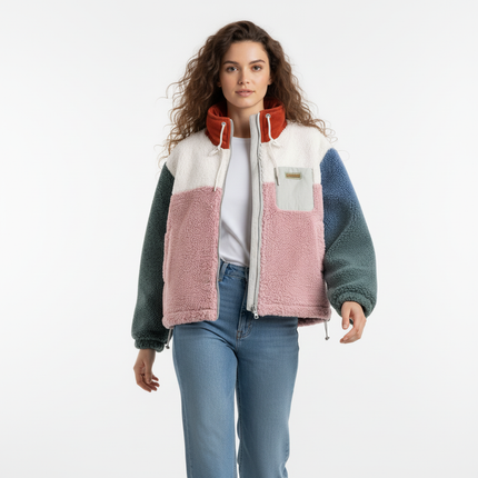 Color Block Quilted Jacket - Loose Fit