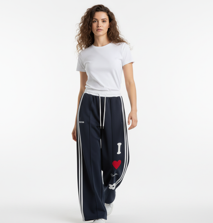 Towel Embroidery Heart Sweatpants