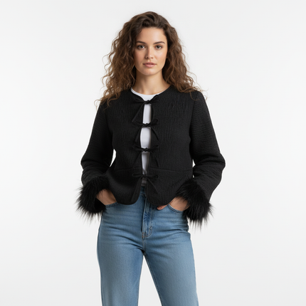Fur Cuff Single Breasted Jacket