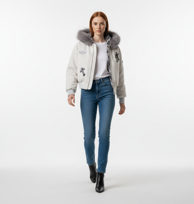 Embroidered Hooded Coat – Loose Fit