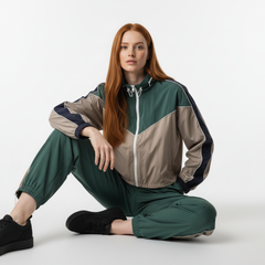 Color Block Jacket and Long Pants Set