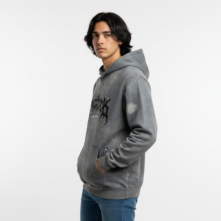 Letter Applique Washed Hoodie – Loose Fit