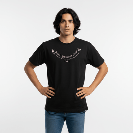 Butterfly Print TShirt – Loose Fit in black, featuring a playful butterfly design and a relaxed silhouette.