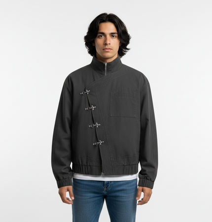 Stand Collar Casual Jacket – Loose Fit