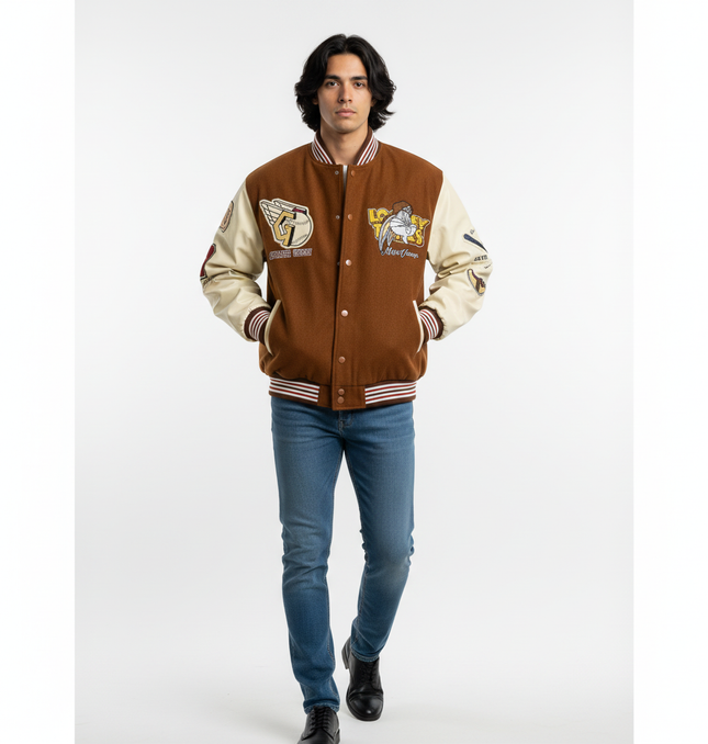 Vintage Color Block Jacket - Loose Fit