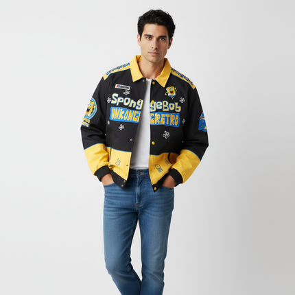 Color Block Baseball Jacket - Loose Fit