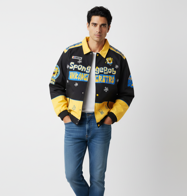 Color Block Baseball Jacket - Loose Fit