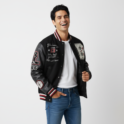 Heavy Embroidery Baseball Jacket – Thick Fit