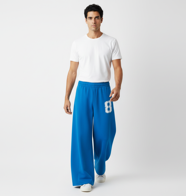 Casual Letter Print Wide-Leg Knife Pants