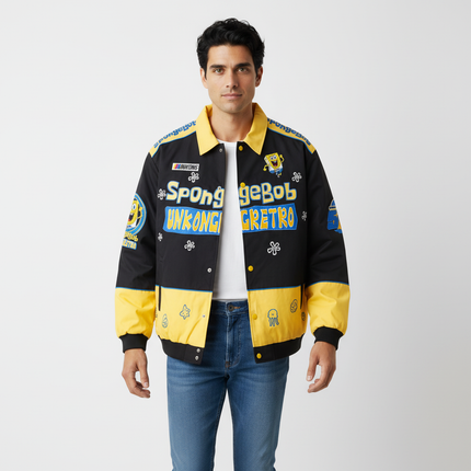 Color Block Baseball Jacket - Loose Fit