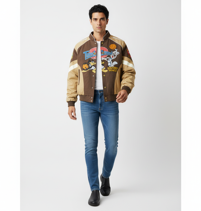 Color Block Baseball Jacket - Loose Fit