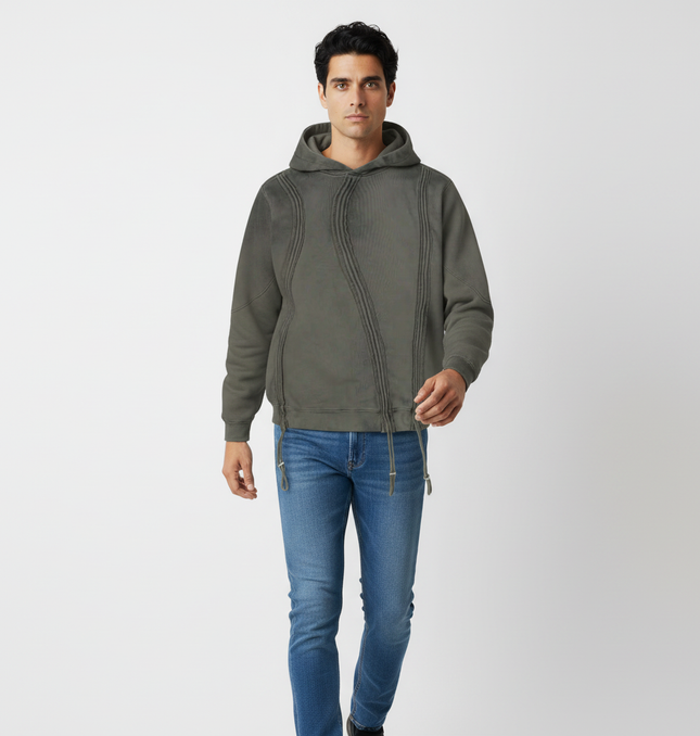 Stripe Patchwork Hoodie – Loose Fit