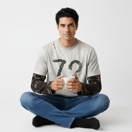 Letter Print Two-Piece Long Sleeve TShirt