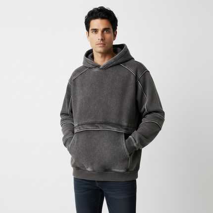Tape Patchwork Hoodie - Loose Fit