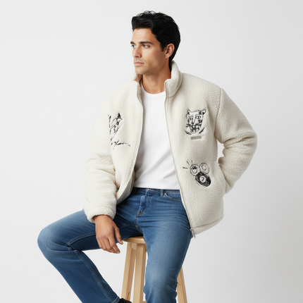 Casual Cartoon Lamb Fleece Jacket