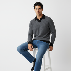 Two-Piece Style Knit Sweater – Loose Fit