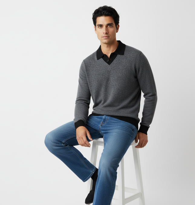 Two-Piece Style Knit Sweater – Loose Fit