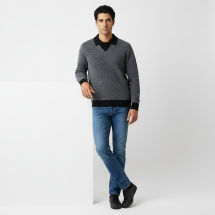 Two-Piece Style Knit Sweater – Loose Fit