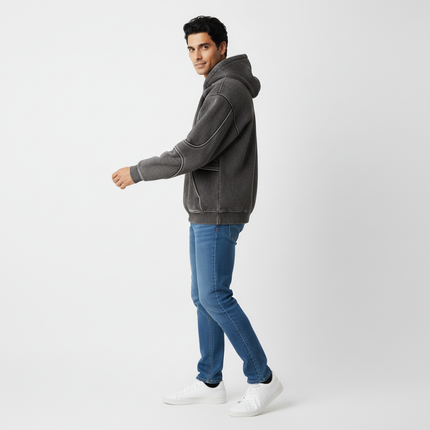 Tape Patchwork Hoodie - Loose Fit