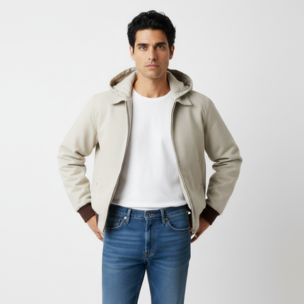 Color-Blocking Cotton Jacket – Loose Fit