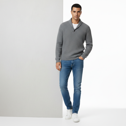 Retro Turn-Down Collar Sweater - Loose Fit