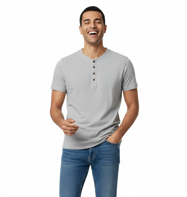 Five-Button Henley TShirt – Loose Fit