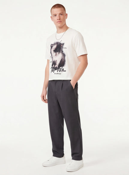 Back view of Black cat graphic cropped tee by Grozavu
