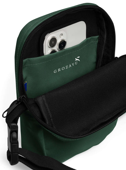 utility crossbody bag with Grozavu logo