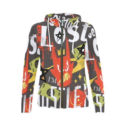 Women's All Over Print Full Zip Hoodie (Model H14)