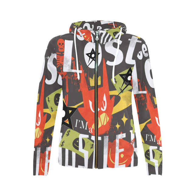 Women's All Over Print Full Zip Hoodie (Model H14)